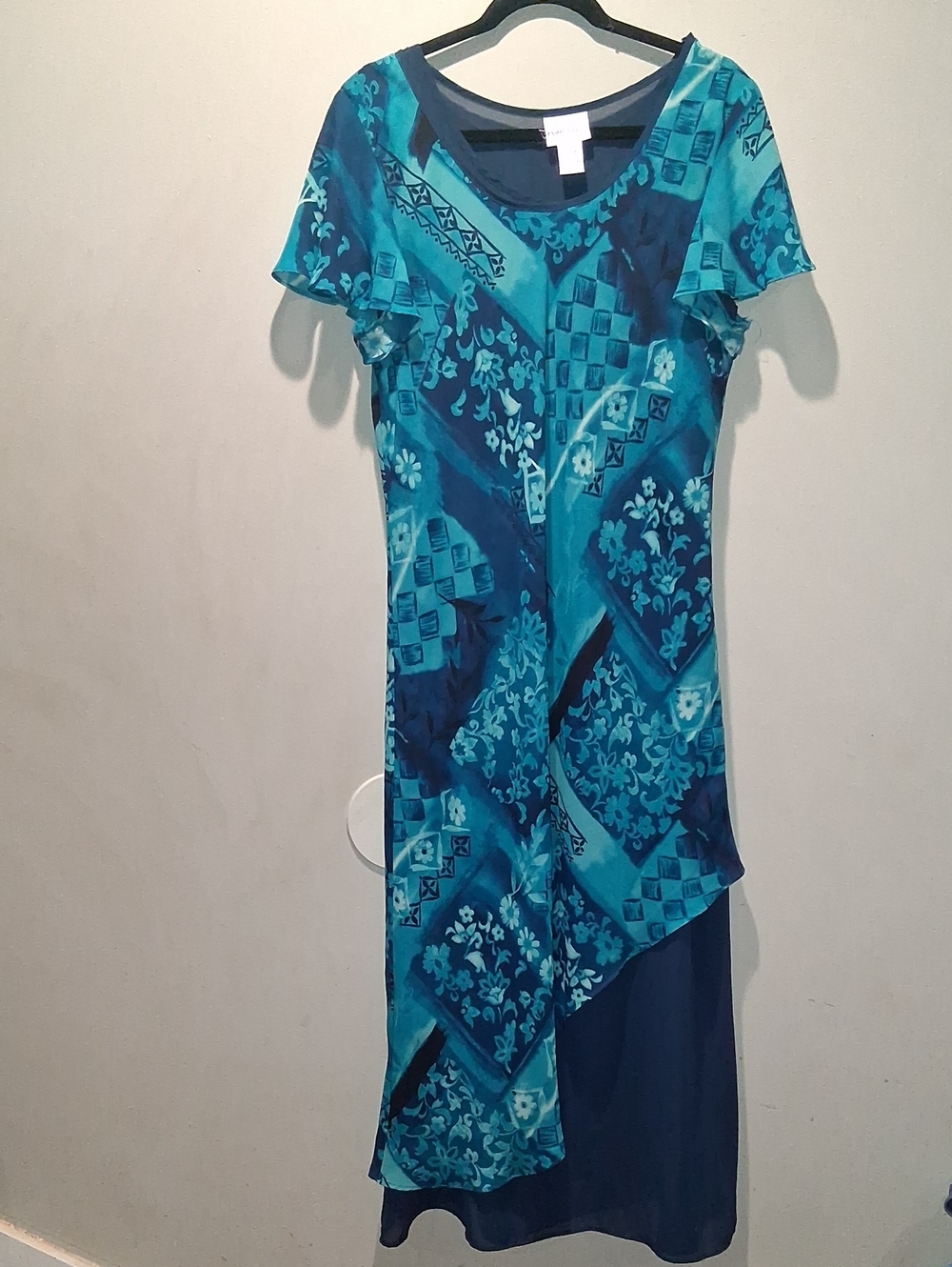 Fashion Bug Blue Teal Printed Dress